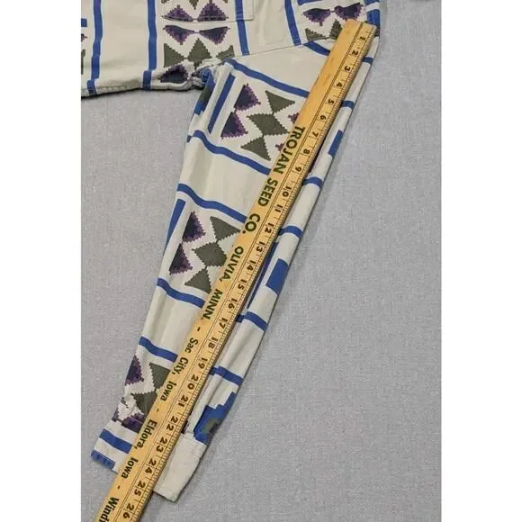 Modern Amusement Hooded Shirt Jacket L Aztec Tribal Cotton Southwest Print - Picture 8 of 8